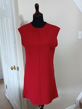 100 % Merino Wool Classic Red Sleeveless Mini Dress